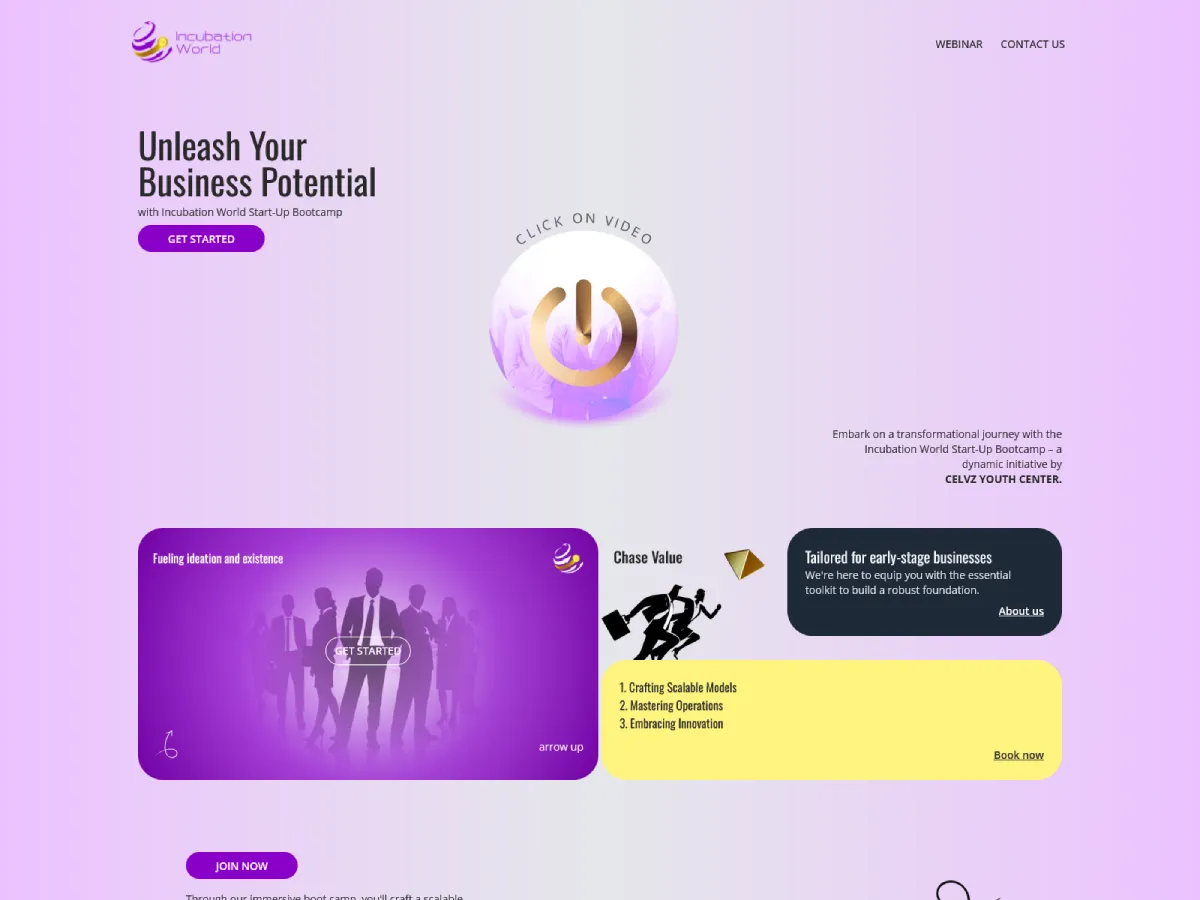 Incubation World website screenshot — project by Johnnybits